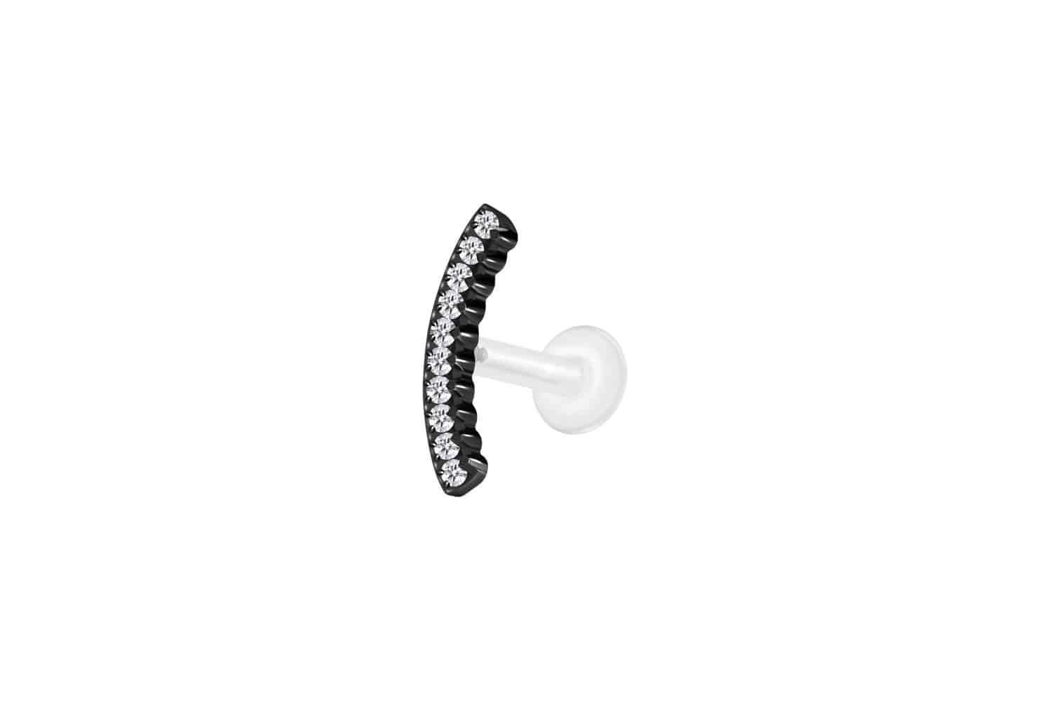 PTFE Labret Piercing mit Innengewinde + Titan-Aufsatz KRISTALLBOGEN